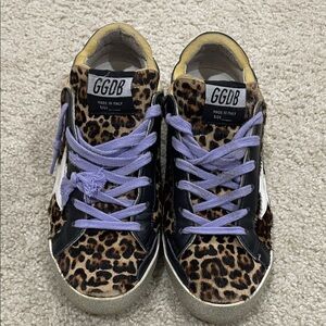 Golden Goose Leopard Print Sneakers with Lilac Laces